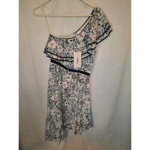 REVOLVE LIKELY ONE SHOULDER RUFFLED FLORAL ASSYMETRICAL DRESS SIZE 0